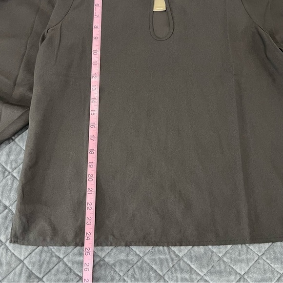 J. Crew Top Women Large Shirt Black Satin Key Hole Long Balloon Sleeve B6 - Picture 5 of 7